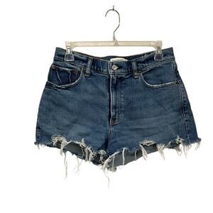 Abercrombie & Fitch Distressed Dark Blue Denim Cutoff Shorts